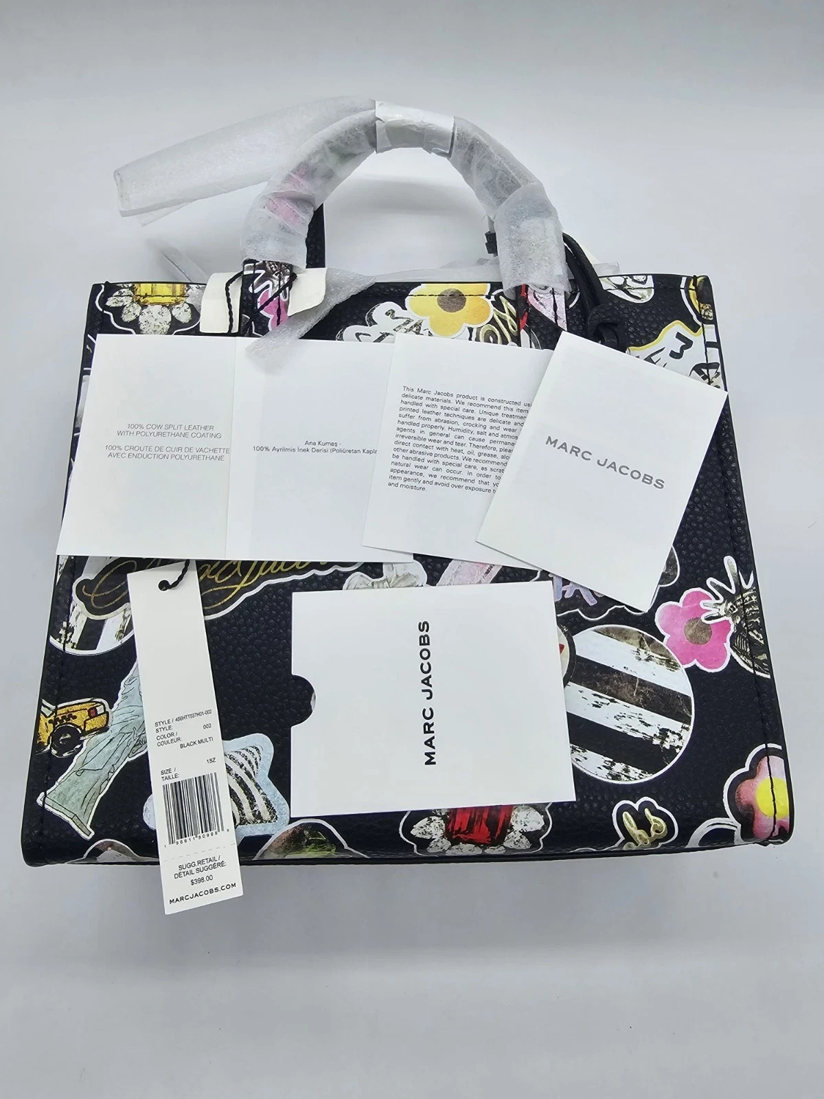 Marc Jacobs Leather Sticker Mini Grind Satchel Bag Black Limited New MK026075
