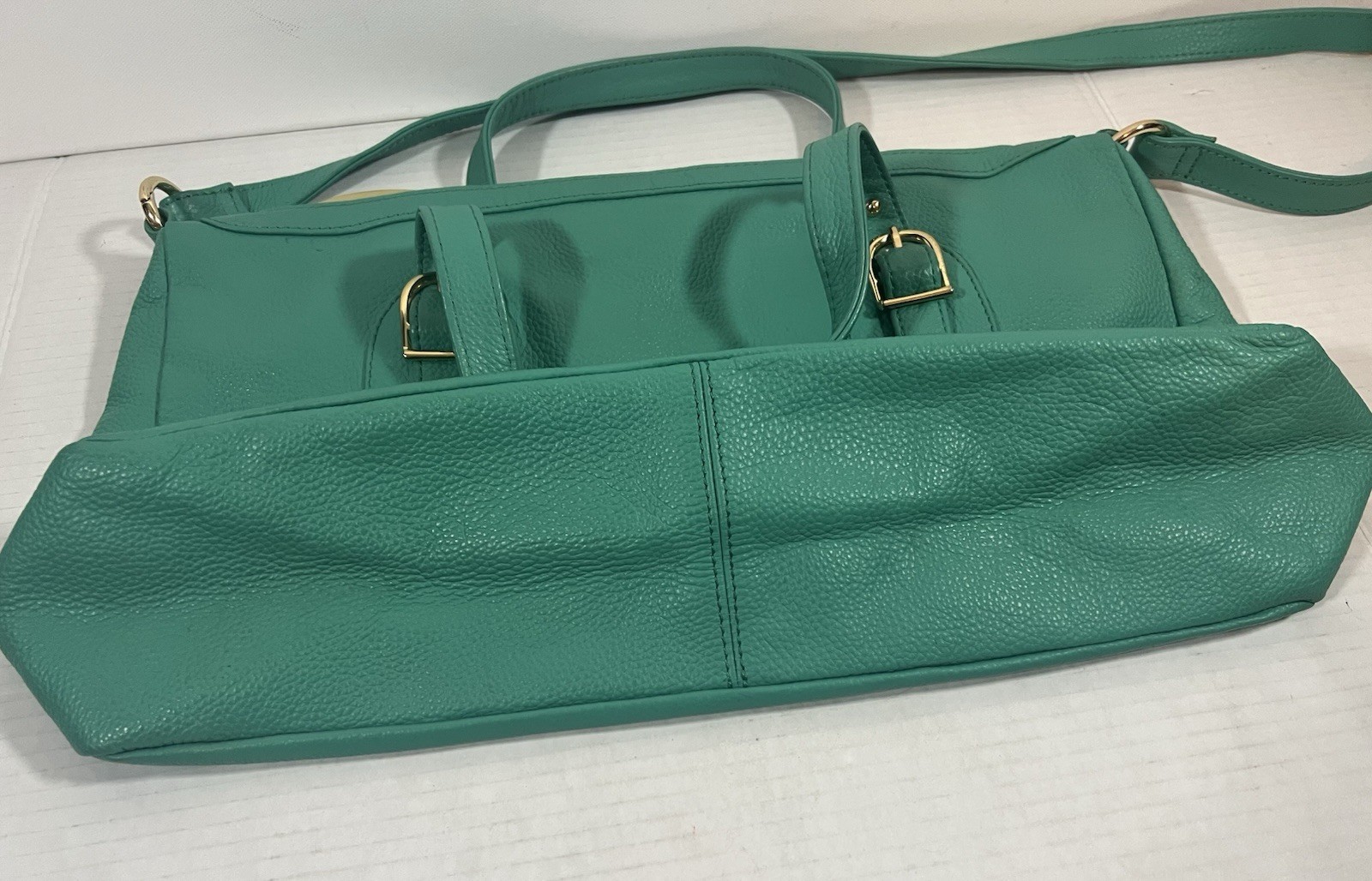 Onna Ehrlich Pebbled Jade Women’s Green Leather Bag