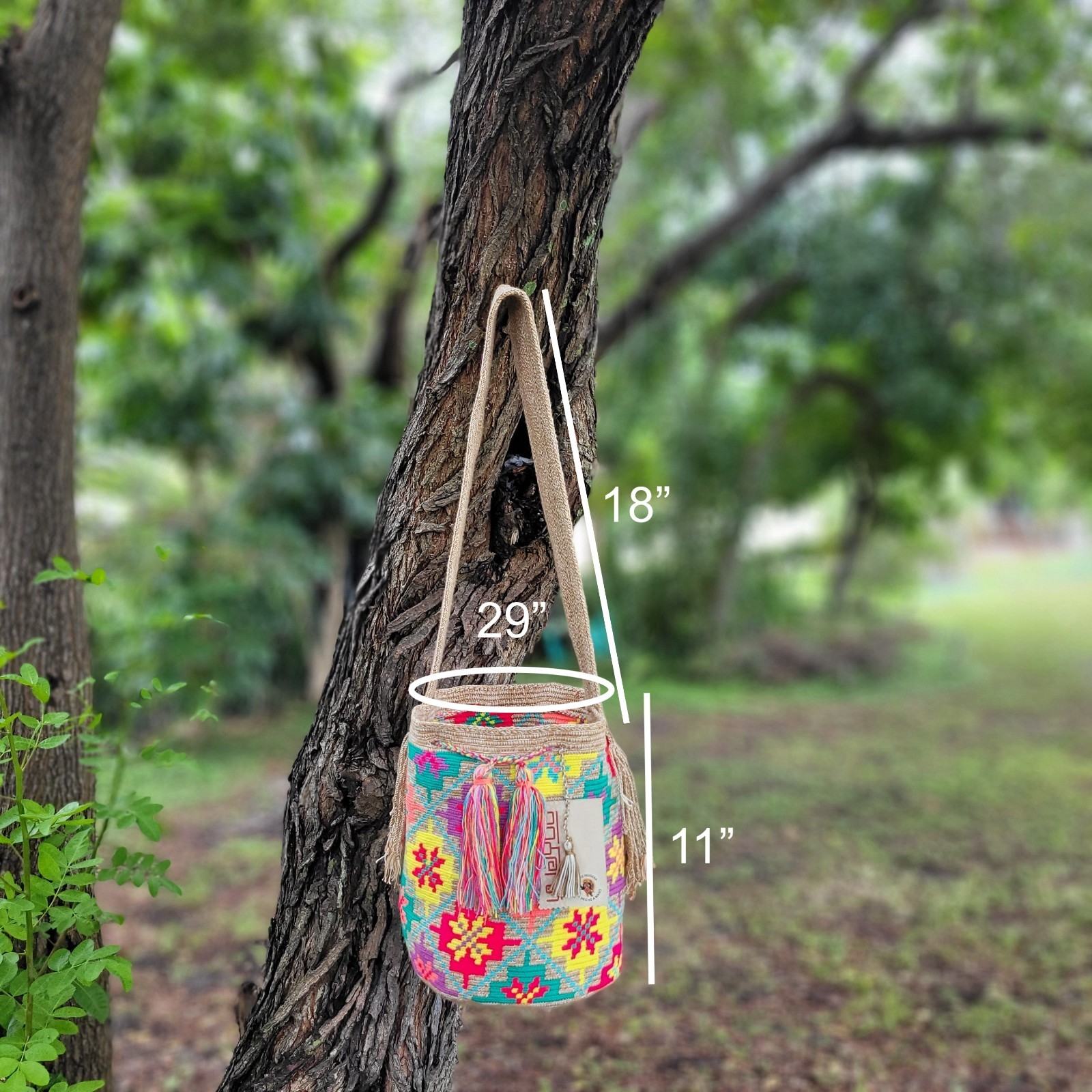 Colombian 🇨🇴 Handmade Large Wayuu Tribe MANY COLORS Mochila Bucket Boho Bag