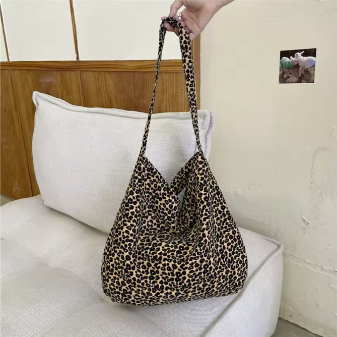 Printed Leopard Print Handbag Large Capacity Tote Bag Canvas Crossbody Bag Korea