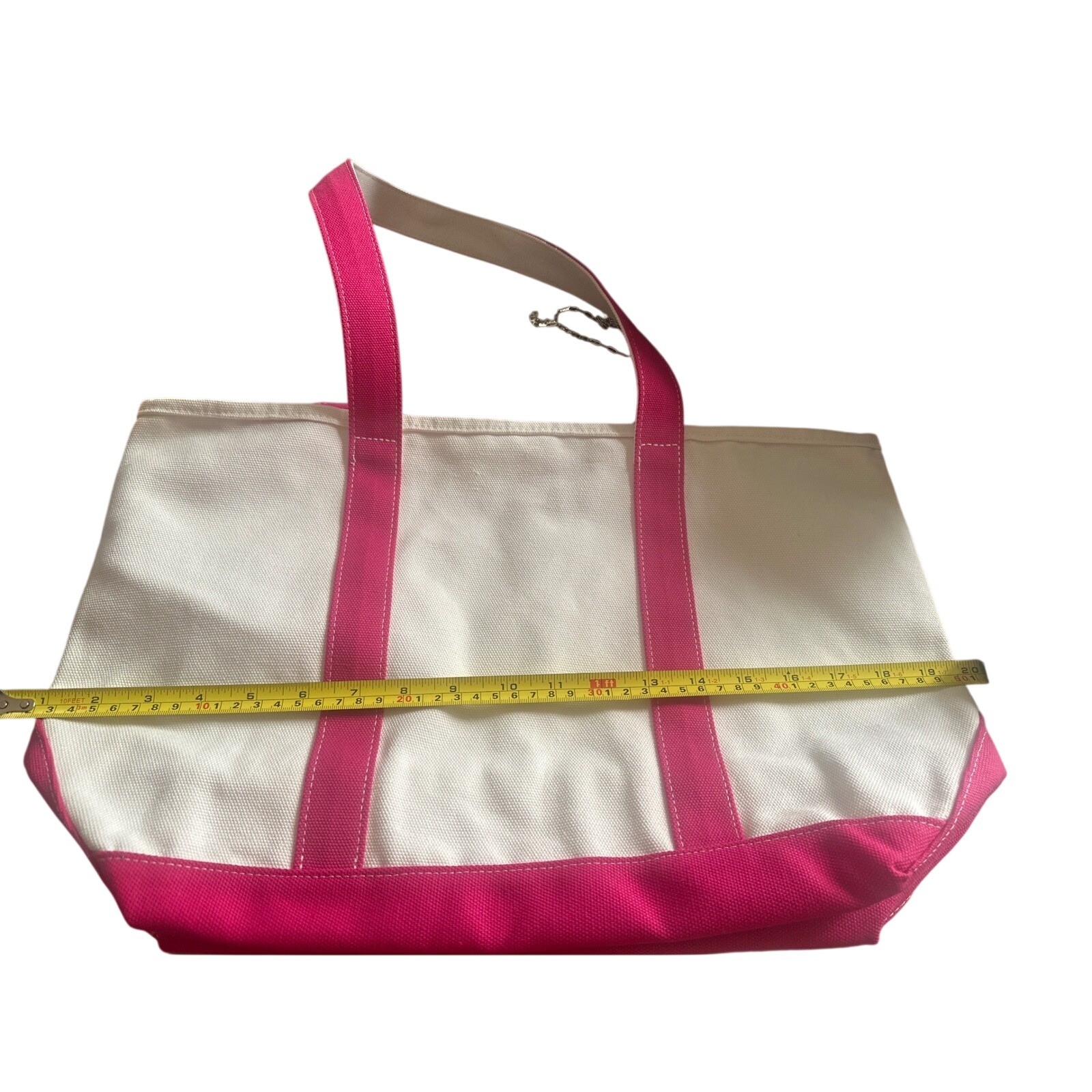 Von Maur Beauty Pink Cream Canvas Tote Bag Beach Travel Shoulder Bag NEW