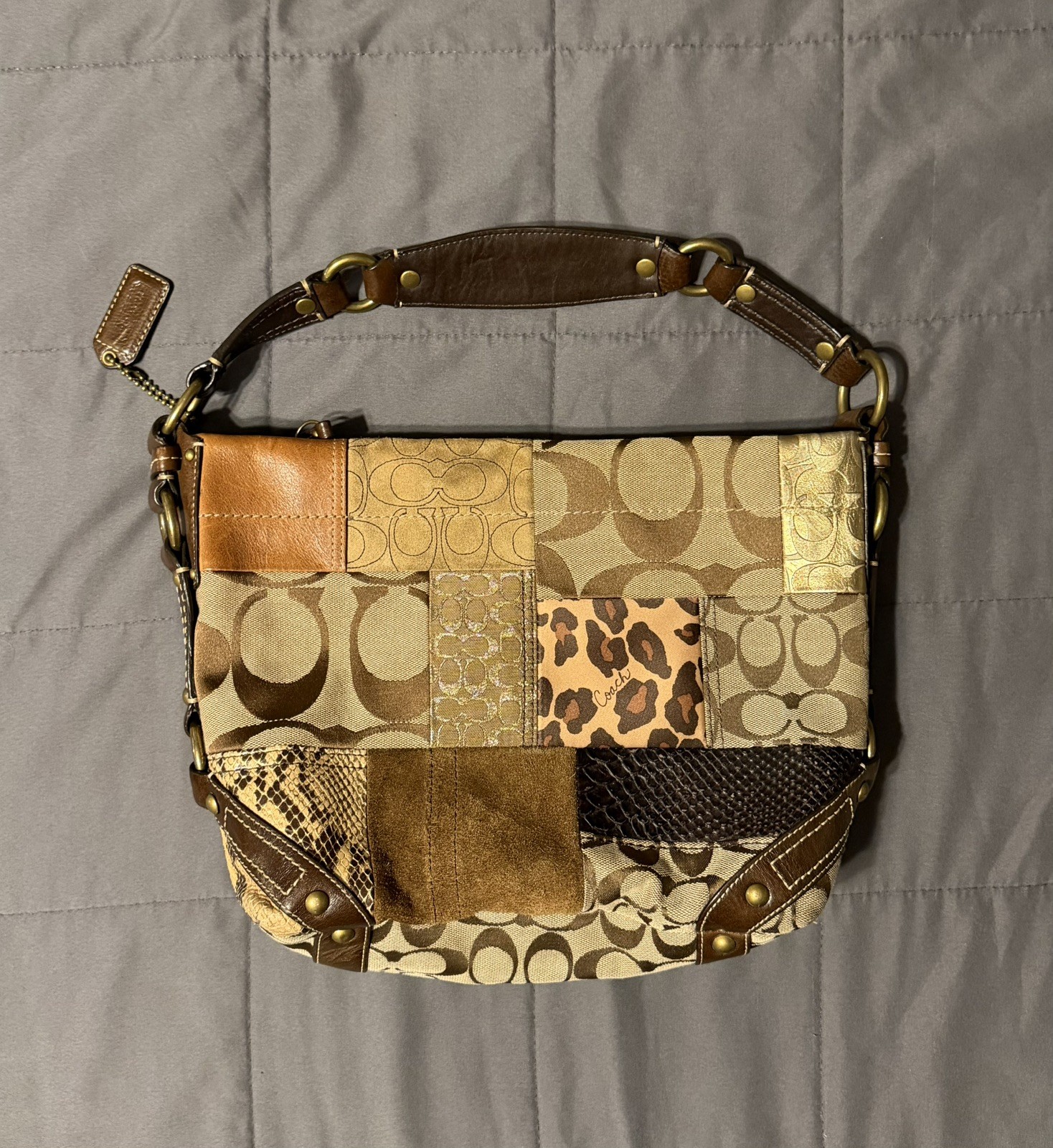 Vintage Y2K Coach Carly Patchwork Hobo Bag 11496 – Mixed Leather Animal Print