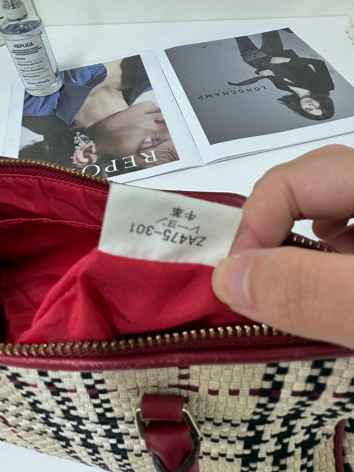 Burberry Horseferry Check Normal Size Beige&Wine Red Woven Leather 2Way Bag Duty