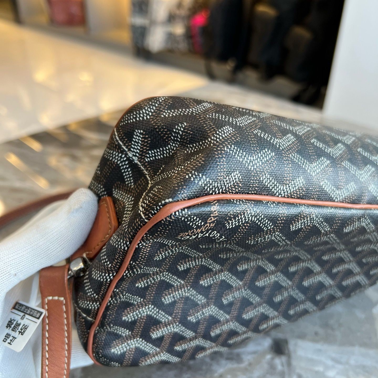 100%AUTH Goyard Cap-Vert Black Brown Goyardine Canvas Crossbody Camera Bag Small