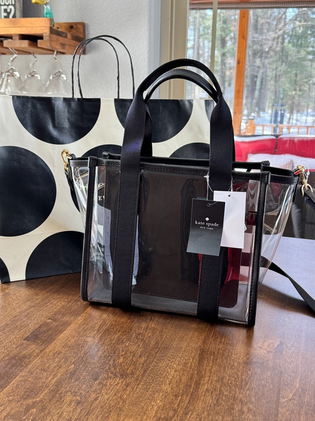 Kate Spade Kip Clear See Through Small Tote Crossbody Stadium Concert Handbag