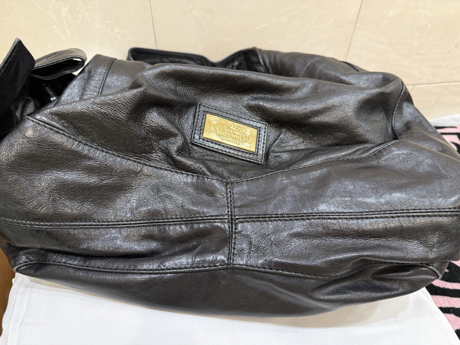 Valentino Lucca Nuage Leather Hobo Bag Black