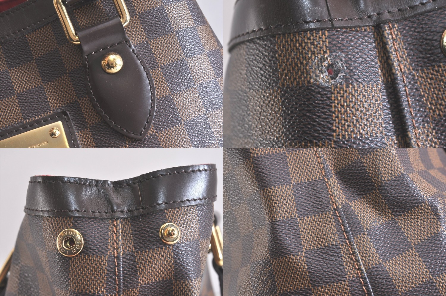 Authentic Louis Vuitton Damier Hampstead PM Shoulder Tote Bag N51205 LV 446AA