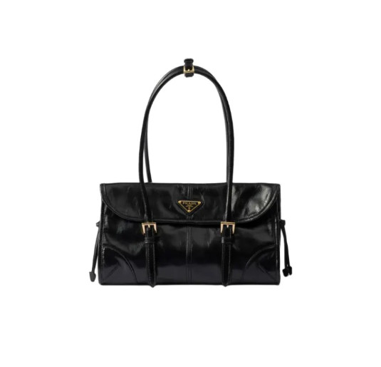 PRADA leather shoulder bag medium women’s black 12.2*4.7*5.9 in
