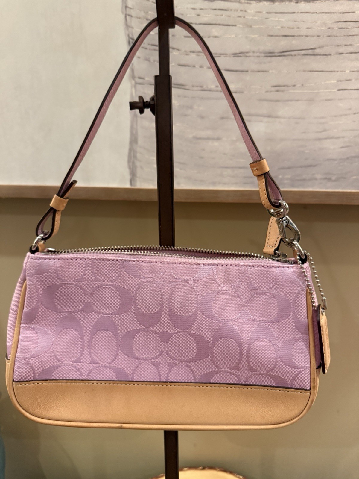 Coach Signature Mini Demi Bag Canvas Leather Bubblegum Pink 6094 Y2K Vintage