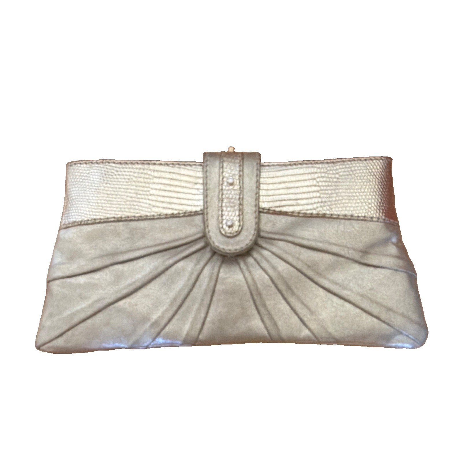 Rare Versace Metallic Gold Women’s Clutch with Crystal Accents, Clasp Closure