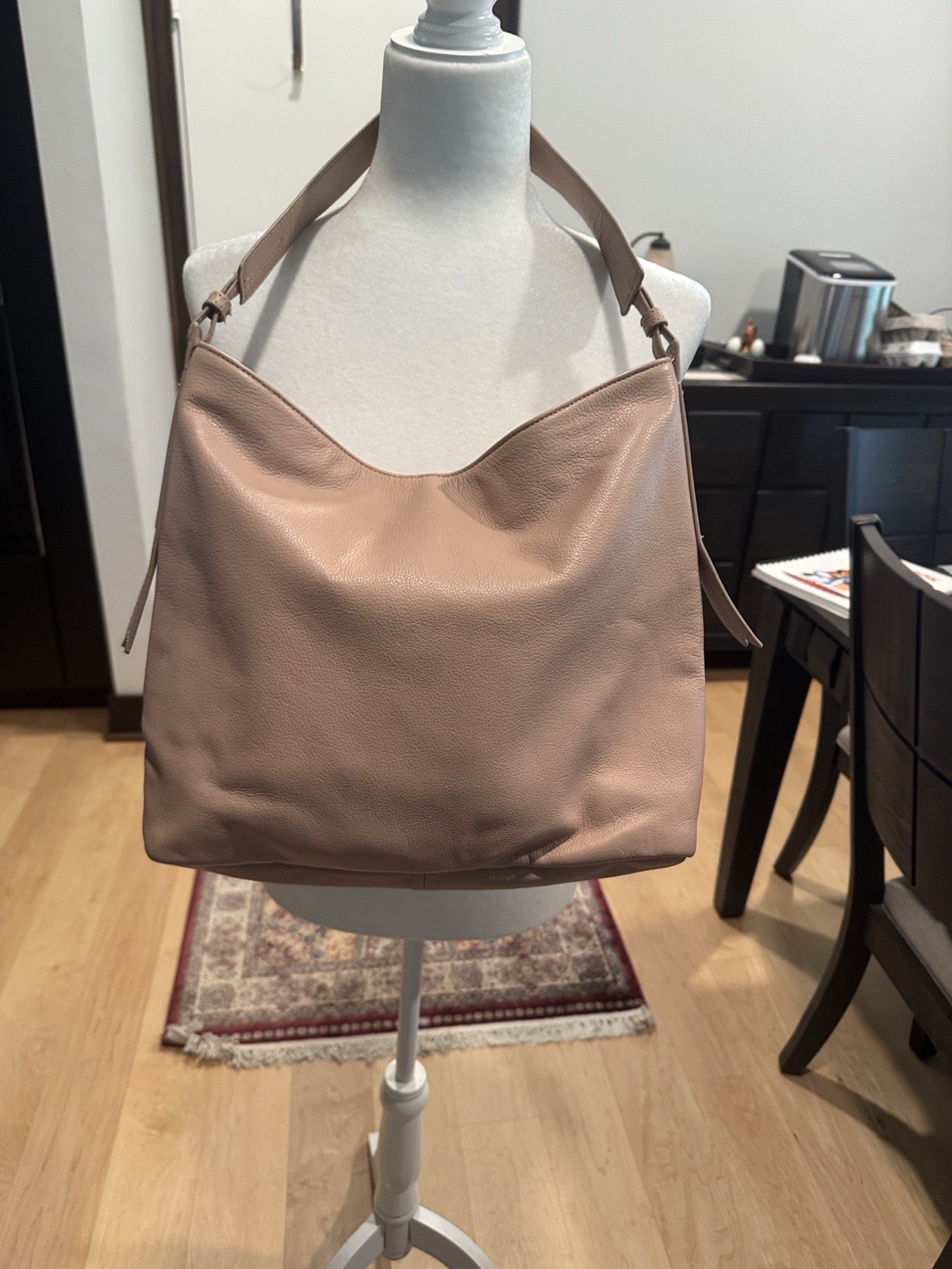 Margot Leather Handbag With Braided Tassels Pink Blush 14”x11”x4”