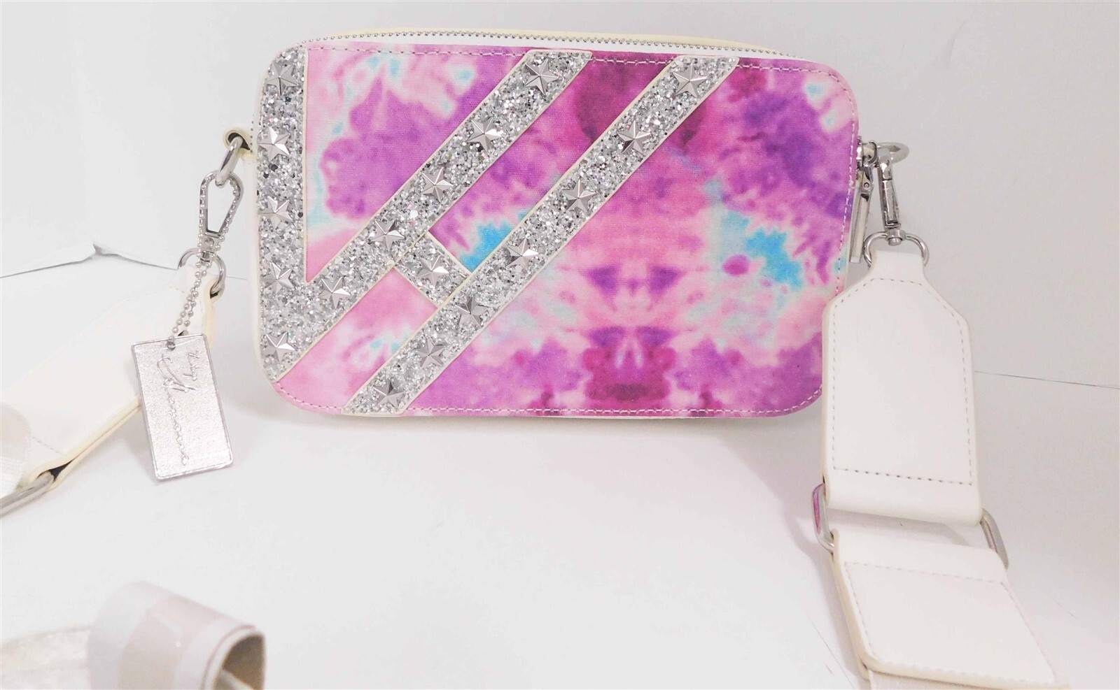 New Rebecca Minkoff Micro Mac Silver Glitter Chain Crossbody Bag