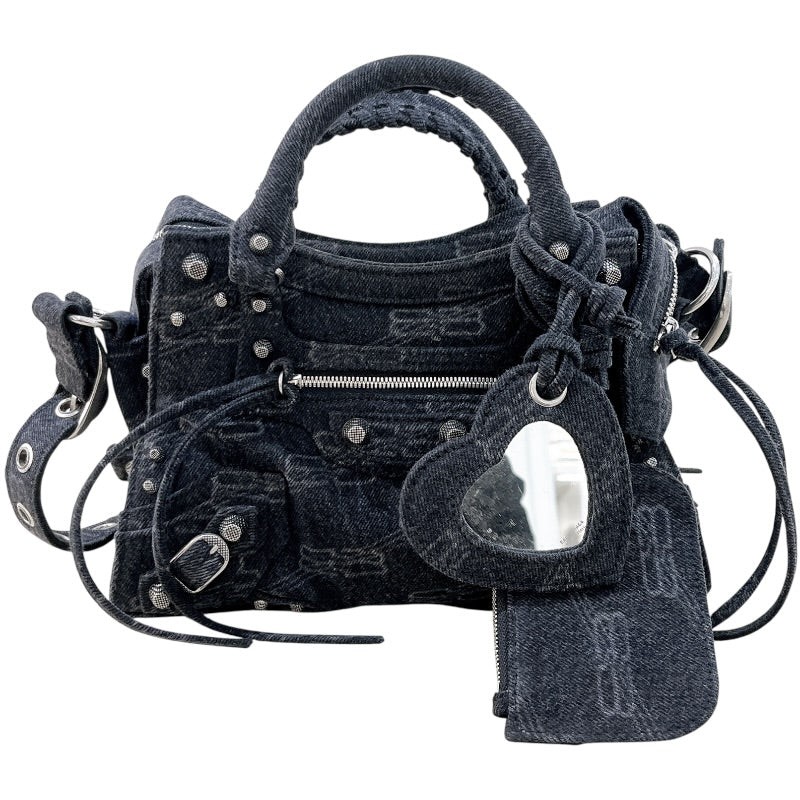 BALENCIAGA Neo Classic XS Black Denim Handbag 700940 #OKB2800
