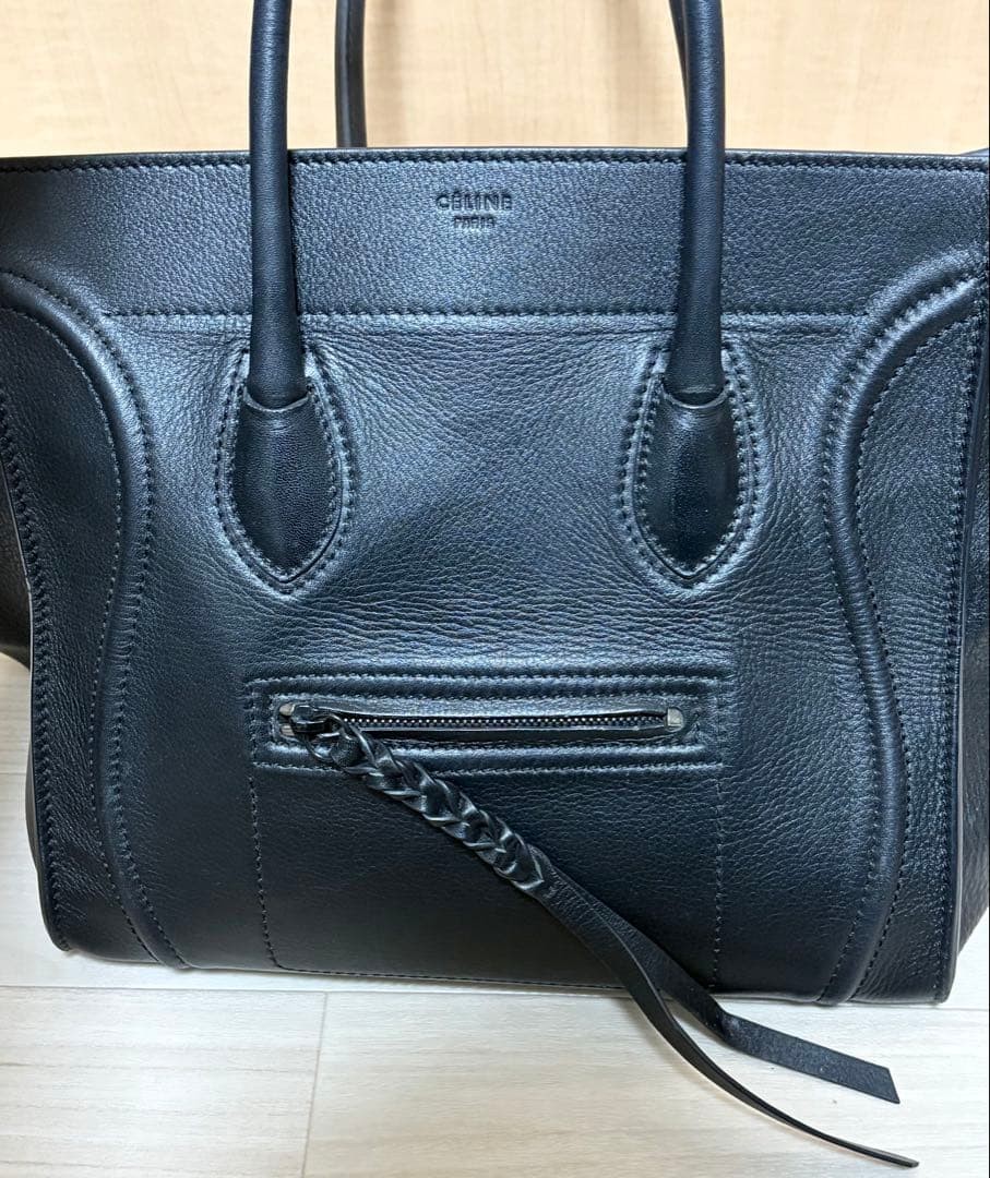 CELINE Luggage Phantom Hand Tote Bag Leather Black Authentic N03014