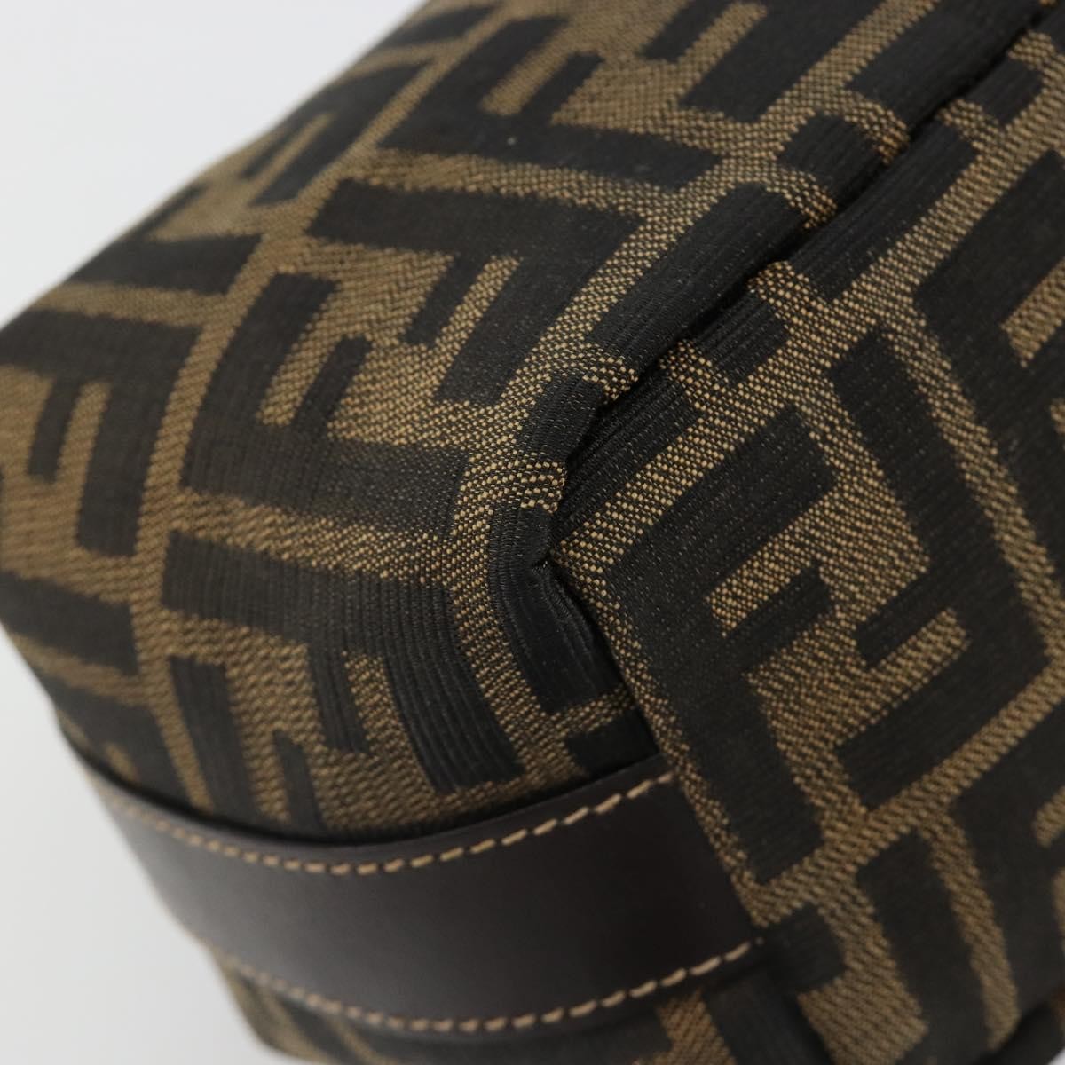 FENDI Zucca Canvas Hand Pouch Black Brown Auth 185167