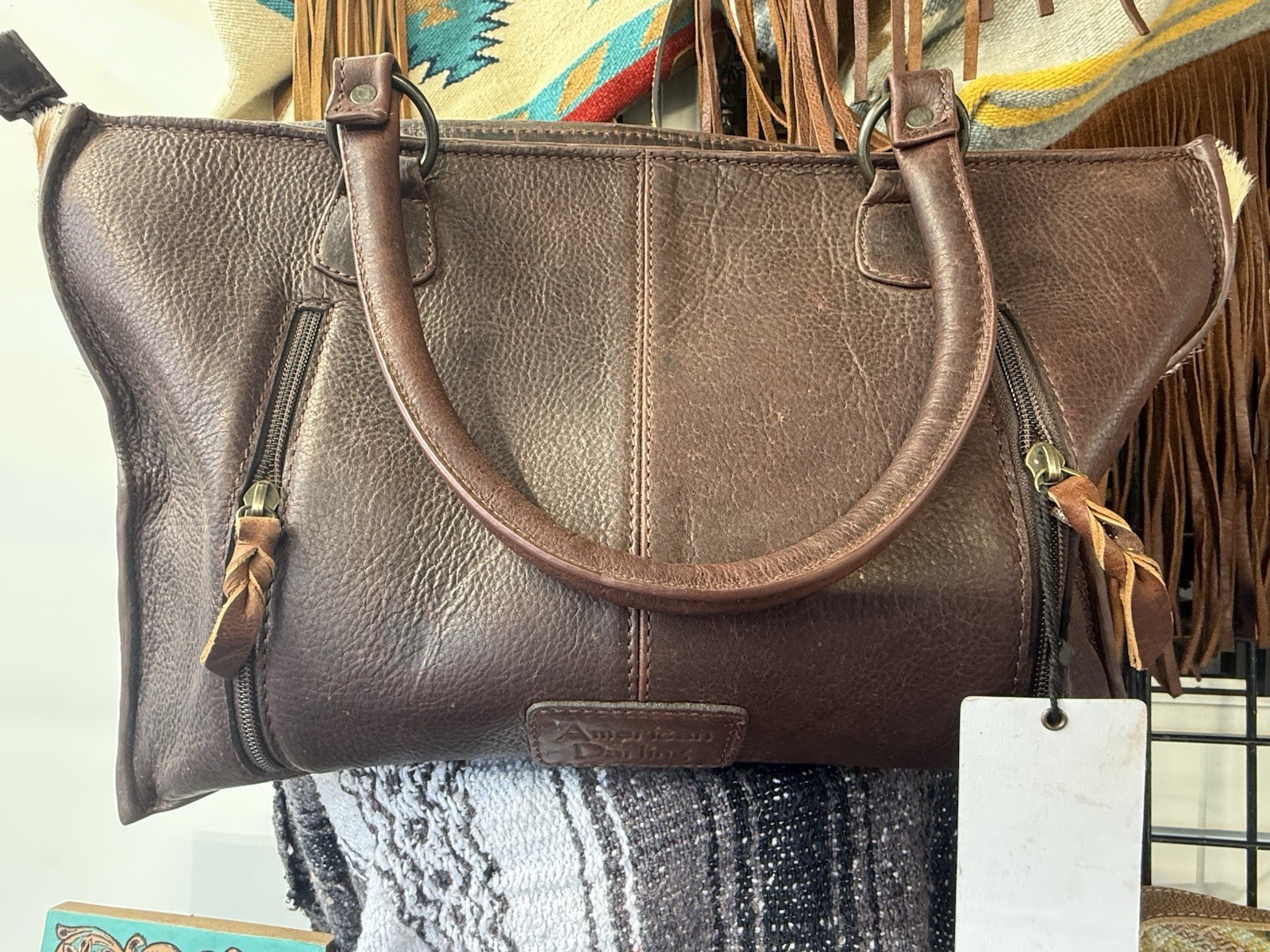 American Darling Brown Tooled Fringe Western Crossbody Bag w/ Wallet