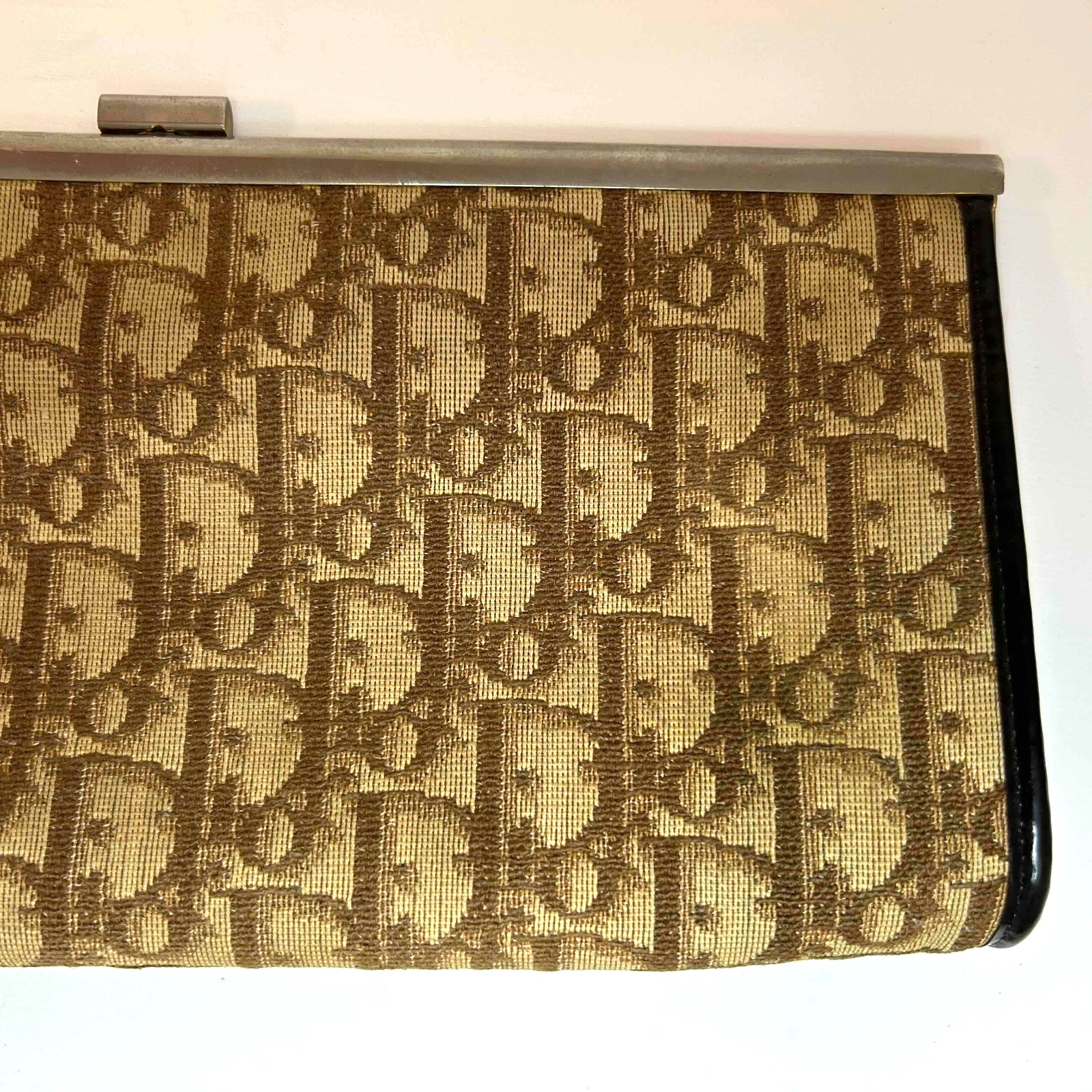 Christian Dior Vintage Trotter Clutch Bag Canvas Brown Authentic