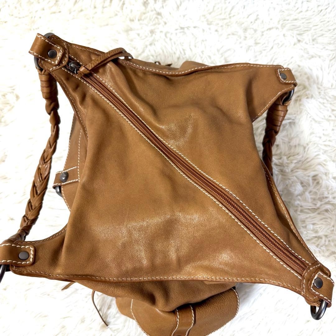 FRANCESCO BIASIA Handbag Braided Leather Brown Authentic From Japan Y2K