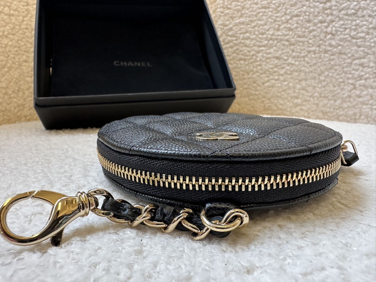 CHANEL Classic Quilted Mini Black Caviar Leather Coin Purse Duty Paid