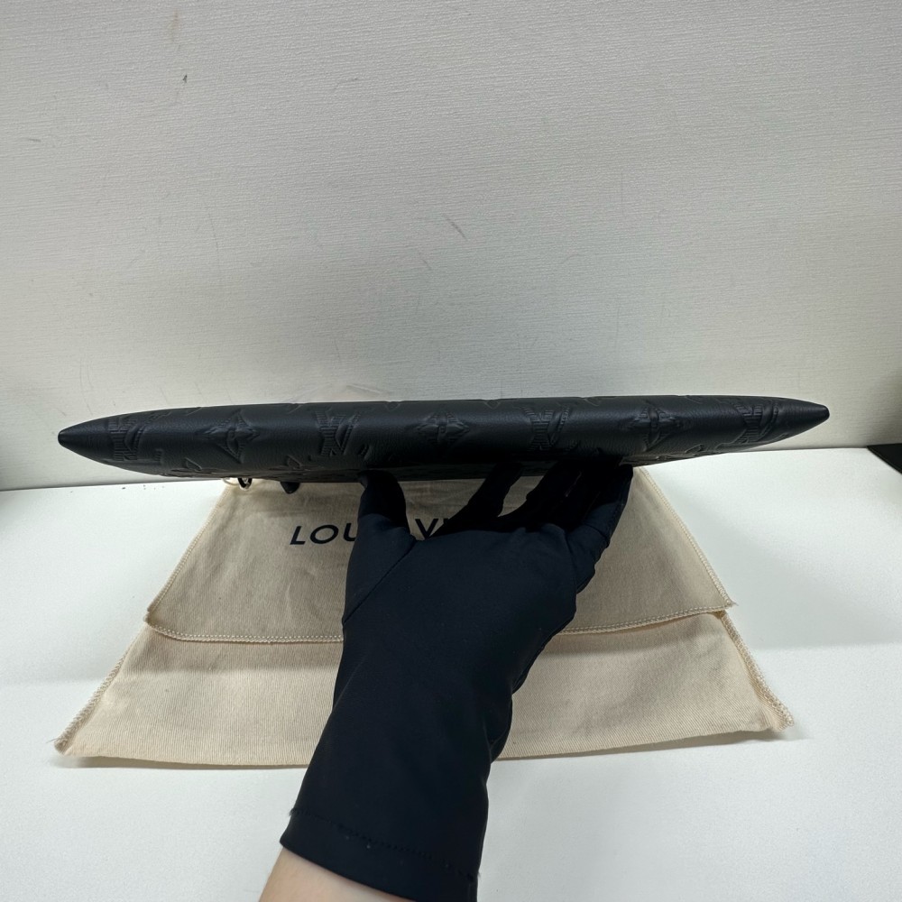 Louis Vuitton Pochette Jour Monogram Embossed Coated Canvas Clutch Bag Black