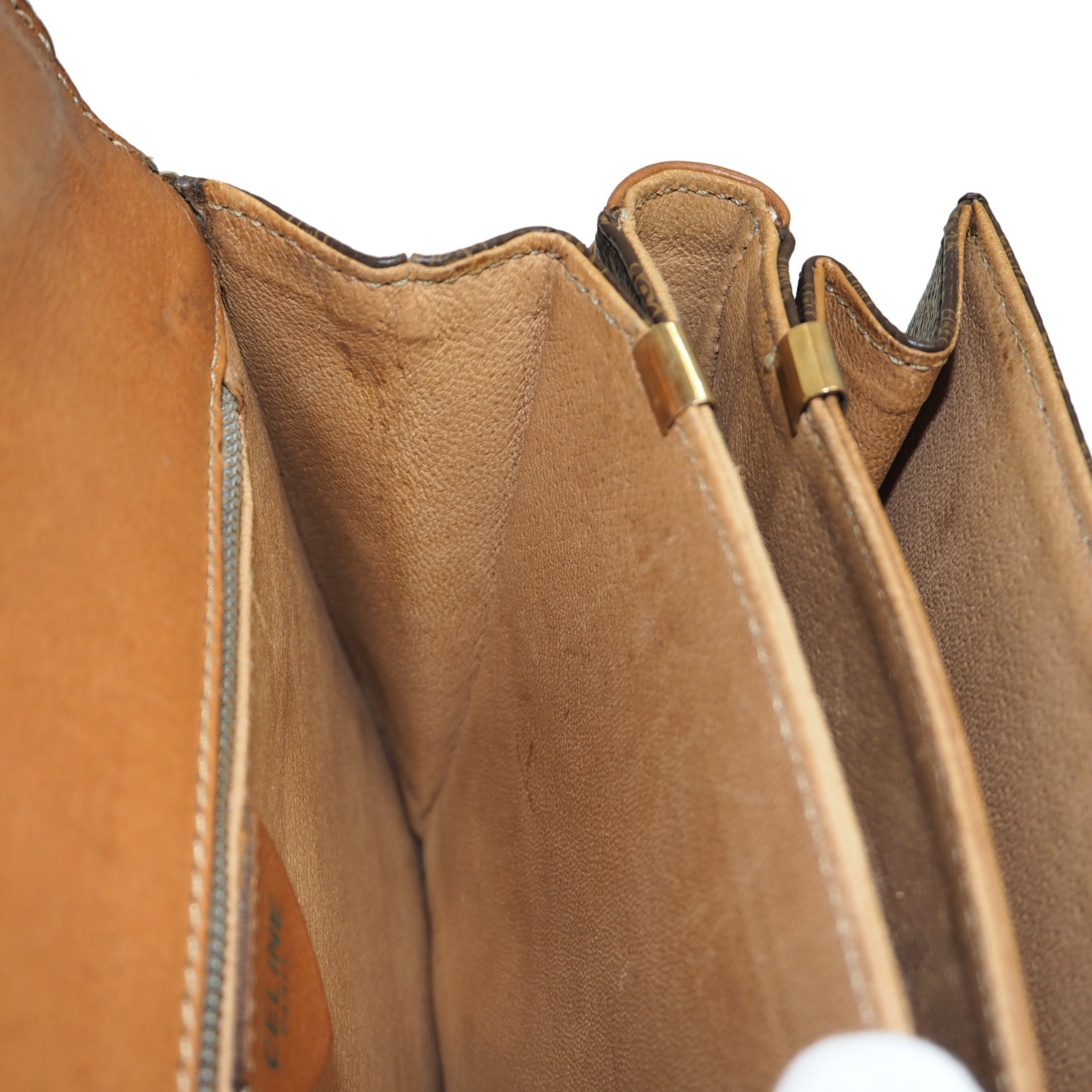 CELINE Macadam Canvas Brown PVC Leather 2Way Shoulder Bag Handbag #64 Rise-on