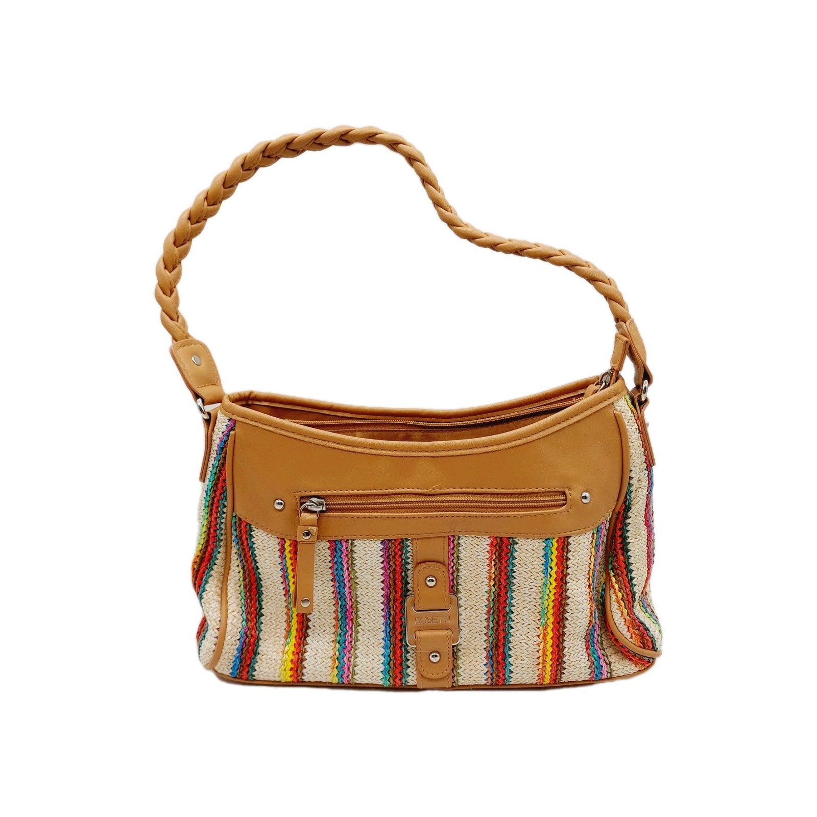 Rosetti Purse Boho Hippie Woven Fabric Striped Multicolour Braided Strap
