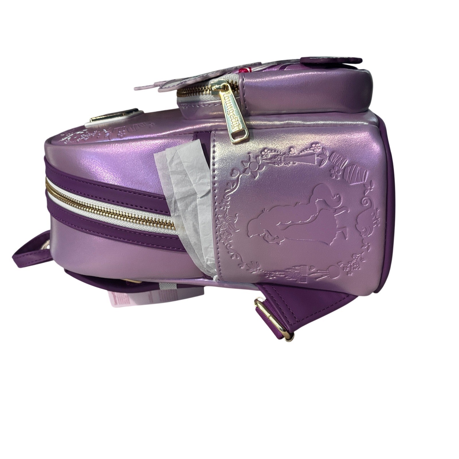 Disney Loungefly Tangled Rapunzel Birthday Cake Mini Backpack Iridescent Purple