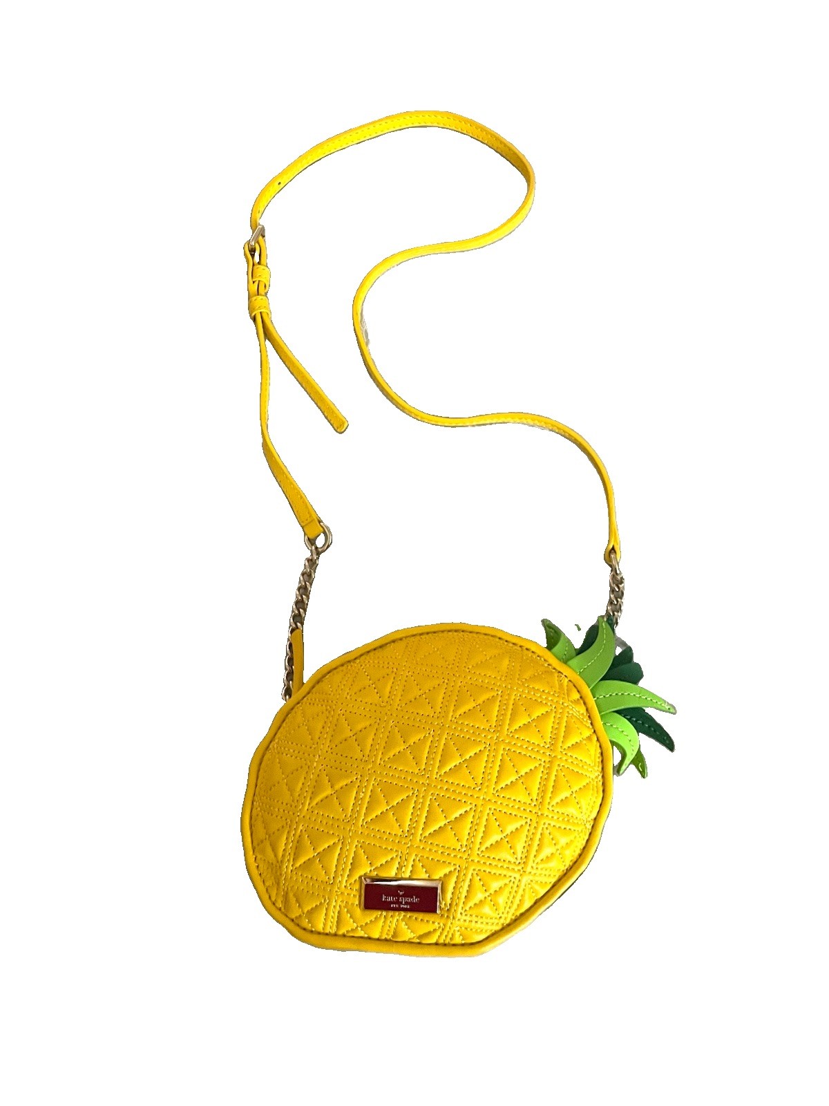 kate spade new york Pineapple Round Quilted Crossbody Bag Zip Chain Strap