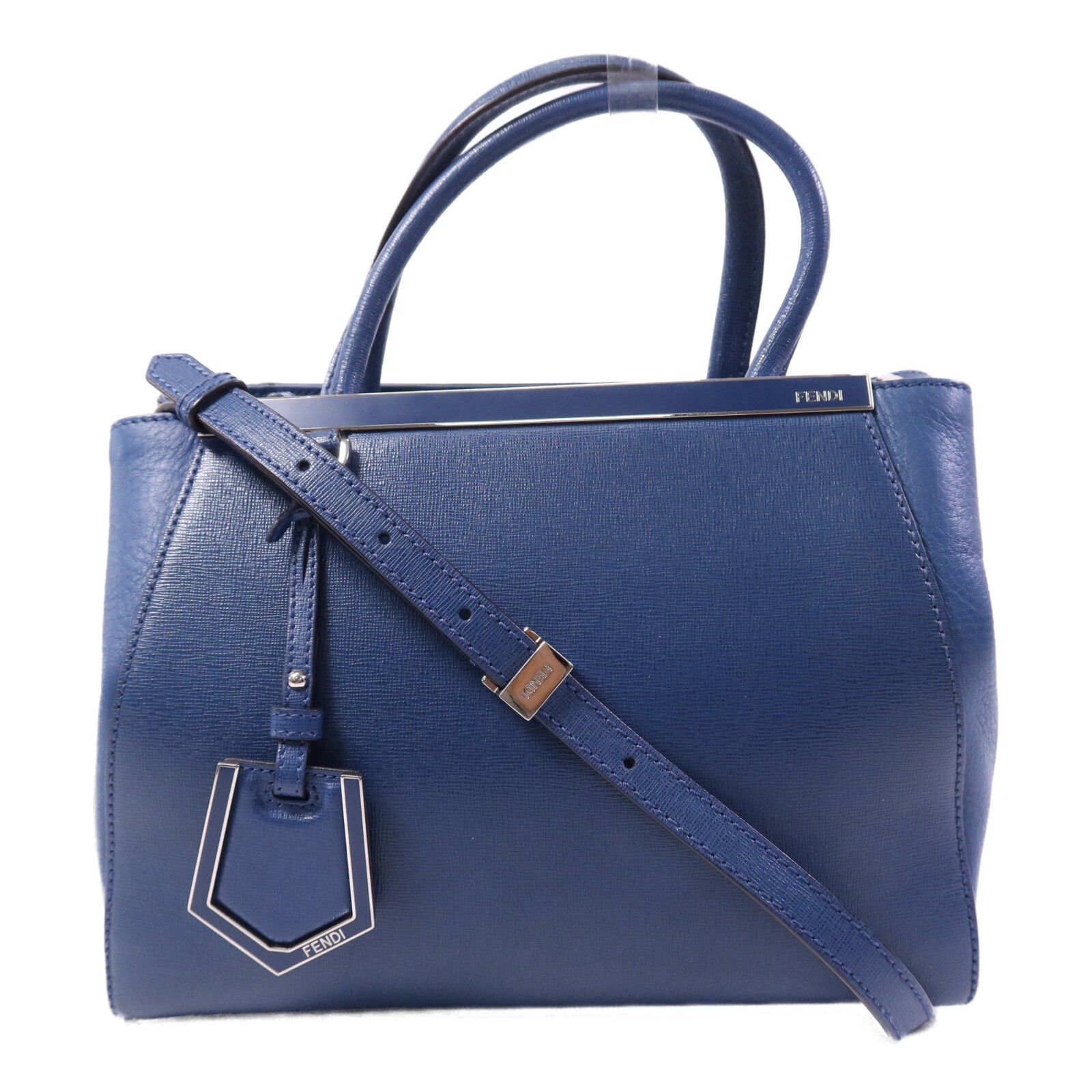 FENDI SHW 2 Jours 2 Way Shoulder Bag 8BH253.D7E Calfskin Leather Blue