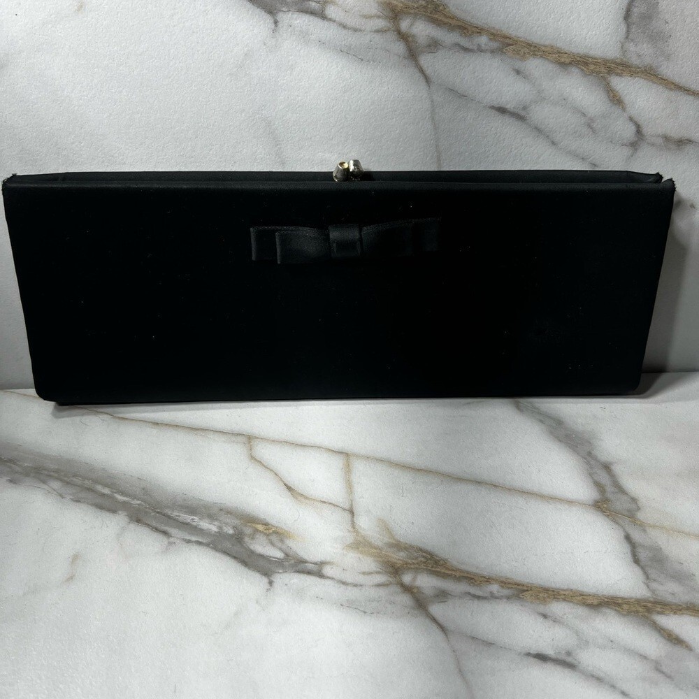 Vintage Black Snap Clutch Purse By H L Harry Levine USA. 11 1/2 long X 4 1/2 T