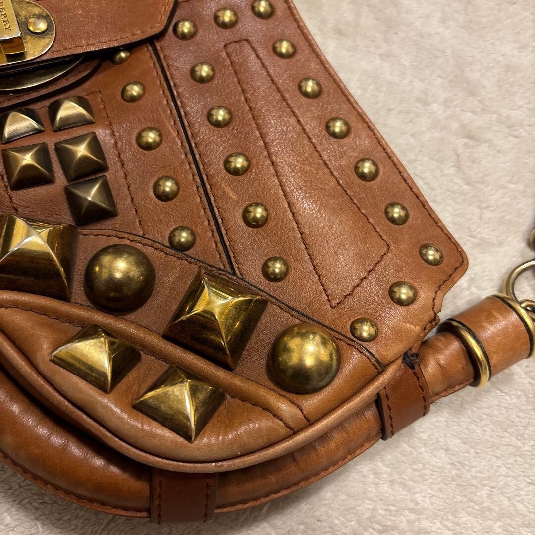 BURBERRY PRORSUM Sling Bag Studded Brown Authentic From Japan