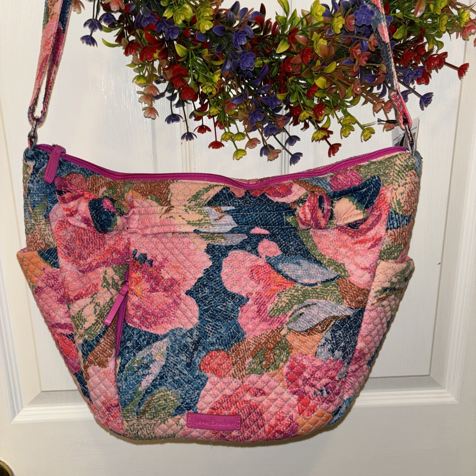 Vera Bradley Women’s Signature Cotton Hadley On The Go Satchel Purse, Superbloom