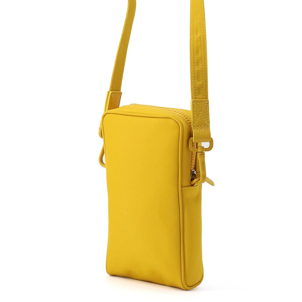 Fendi Phone Holder Baguette Pouch Nylon Leather 7AS056 AG0P Yellow #TZB2037