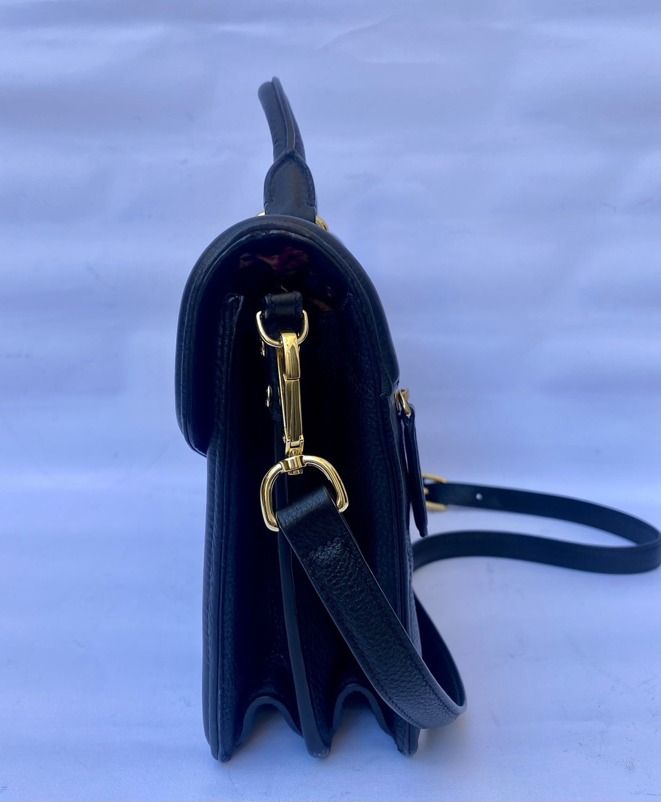 Vera Bradley Quilted Leather Black Top Handle/Crossbody Bag, 11 x 8.5 x 5 in