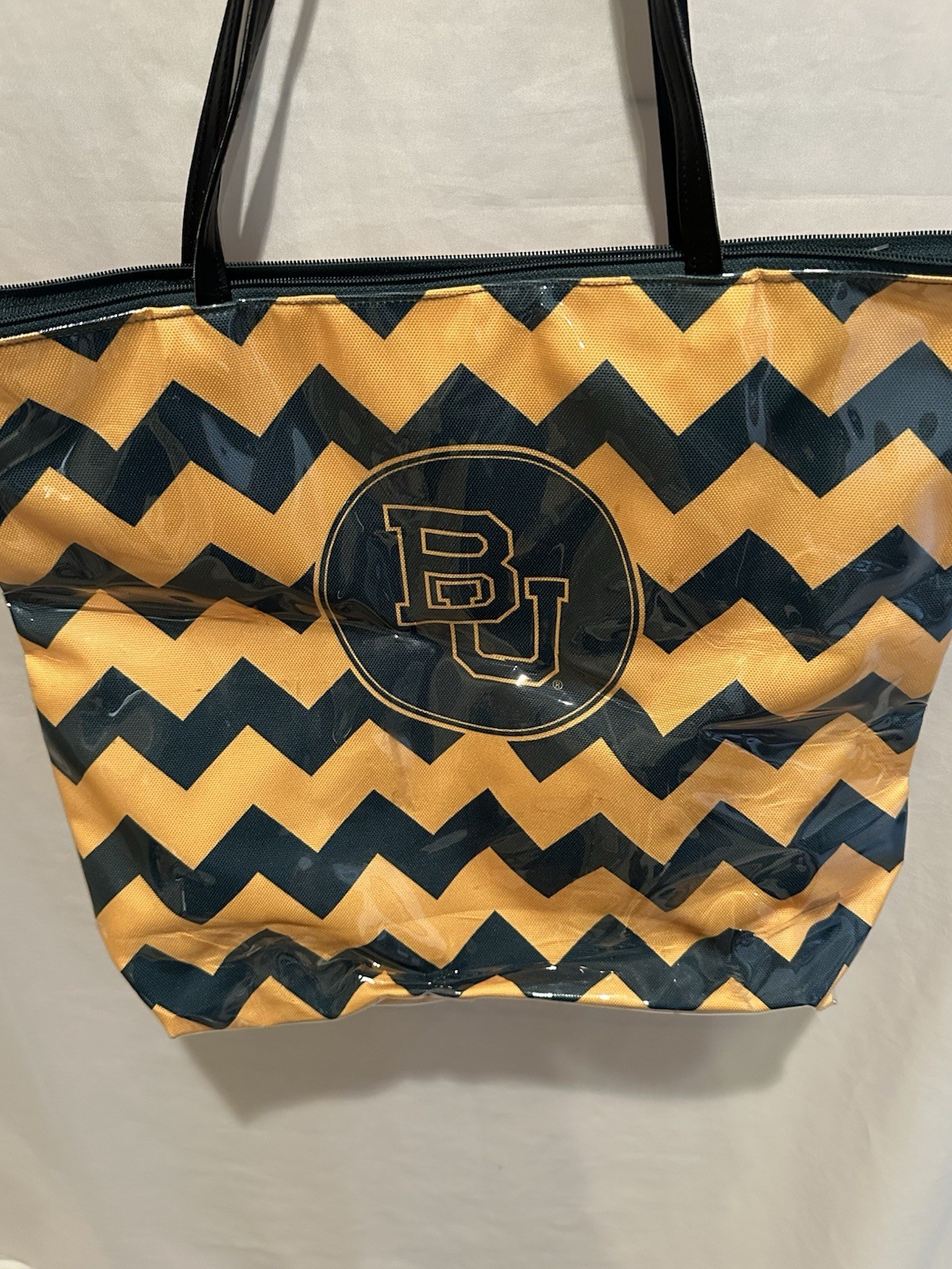Baylor Bears Tote Bag 16×16 Chevron Green Gold Zipper Desden NCAA