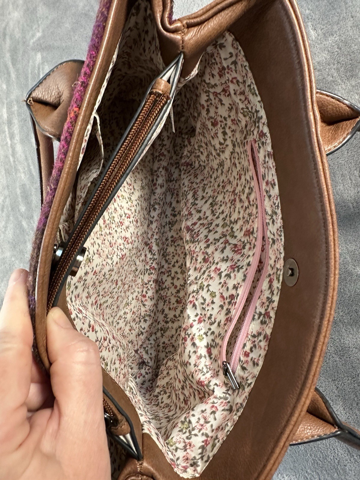Harris Tweed Cassley Classic Pink Check Tartan Handbag Shoulder Bag