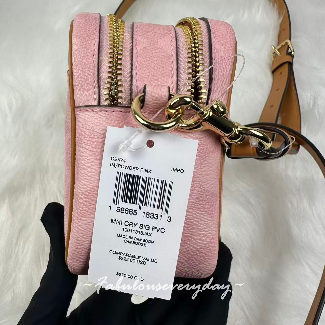 Coach Mini Carey Crossbody Bag In Signature Canvas Charms Powder Pink CEK74 NWT