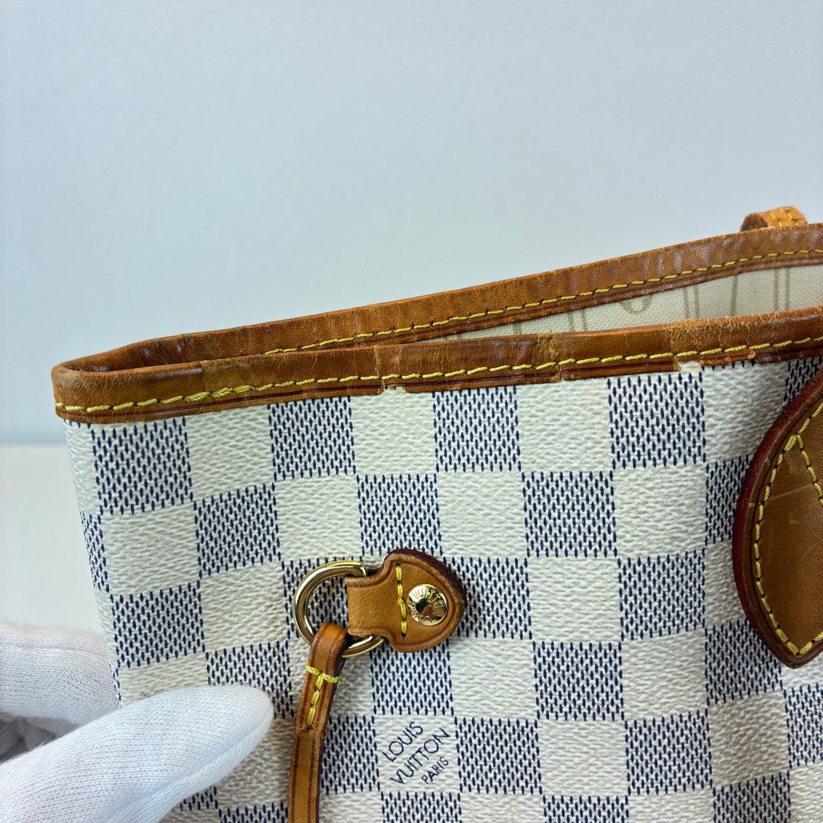 LOUIS VUITTON Neverfull MM Tote Bag Tote Bag N51107 Damier Azur Canvas white