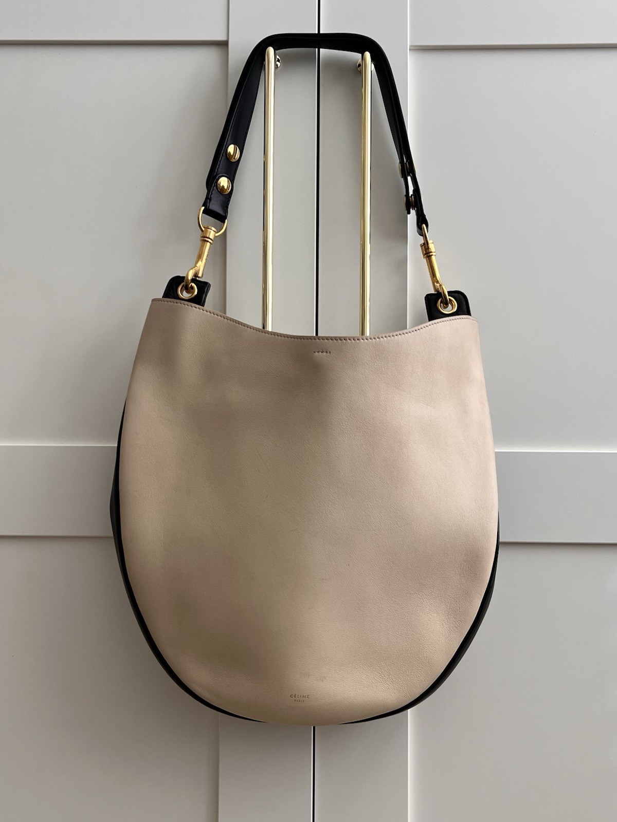 Celine Phoebe Philo Ivory Bi-color Smooth Calfskin Leather Medium Hobo Bag 2014