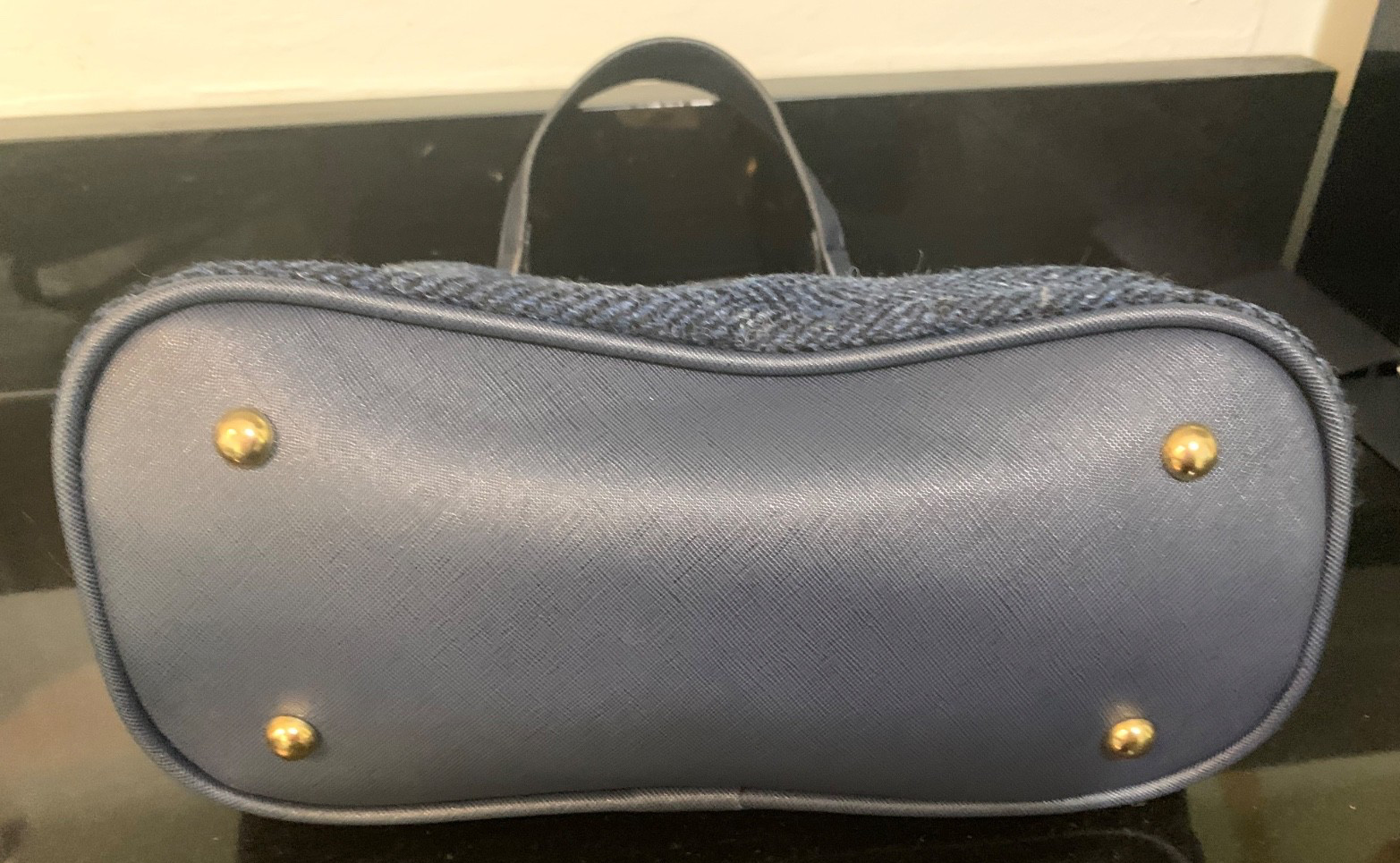 NWOT Harris Tweed Medium Blue Wool Crossbody Shoulder Bag Purse