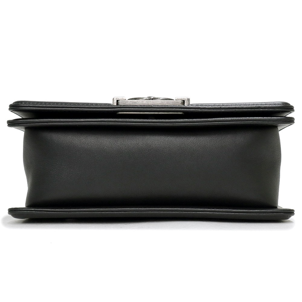 CHANEL Boy Chanel Small Chevron Chain Shoulder Bag Calfskin, Black A67085