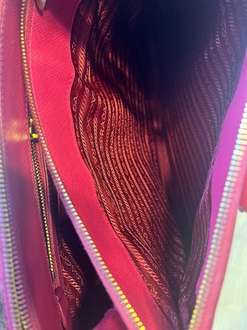 PRADA Saffiano Lux Galleria 2Way Tote Peonia Pink Leather Gold HW Handbag Strap