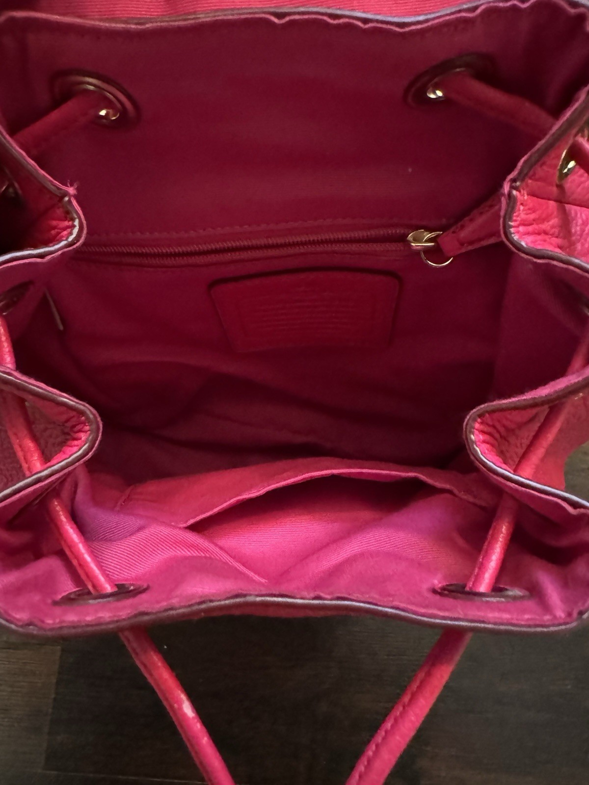 Coach Mini Billie Backpack Hot Pink Leather Drawstring Turnlock Bag F37621