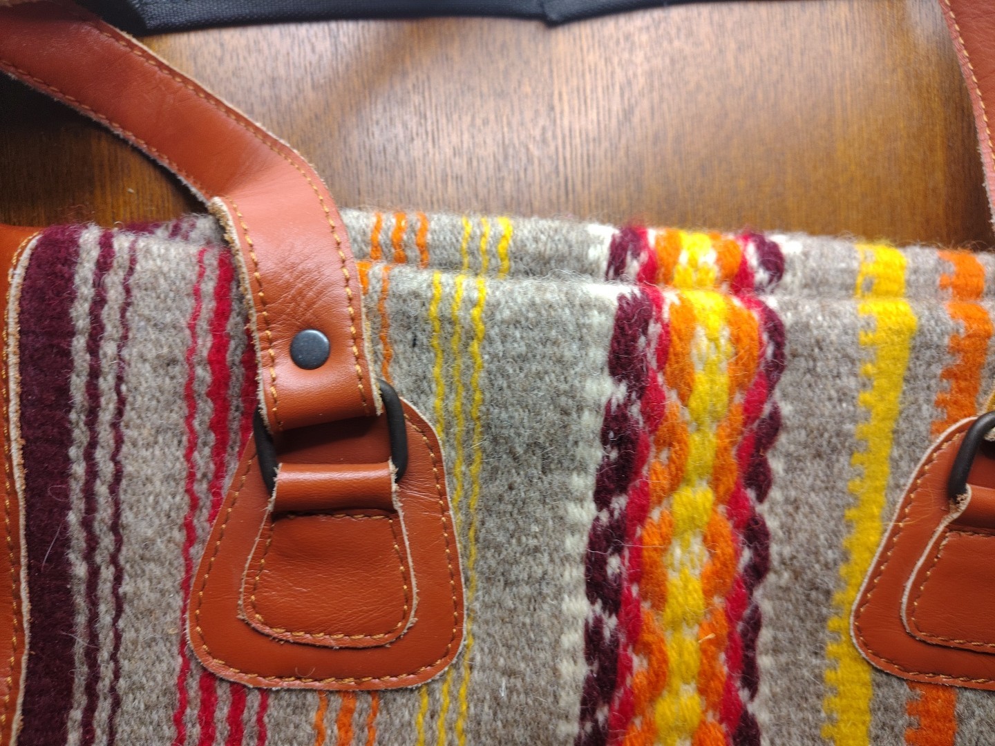  ARTISAN Bolivian handmade multicolor and organic leather 18 In X 10 X10