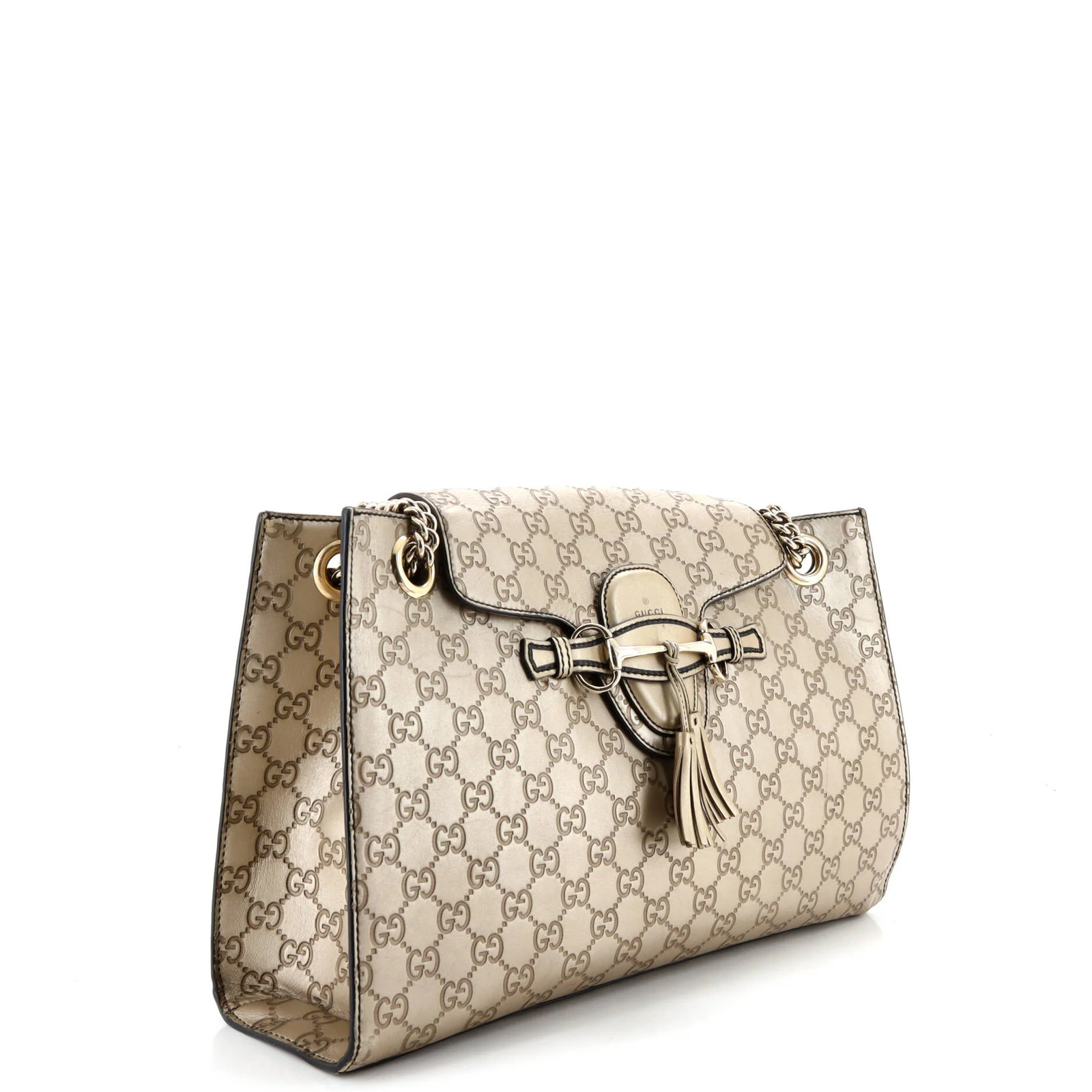 Gucci Emily Chain Flap Shoulder Bag Guccissima Leather Large