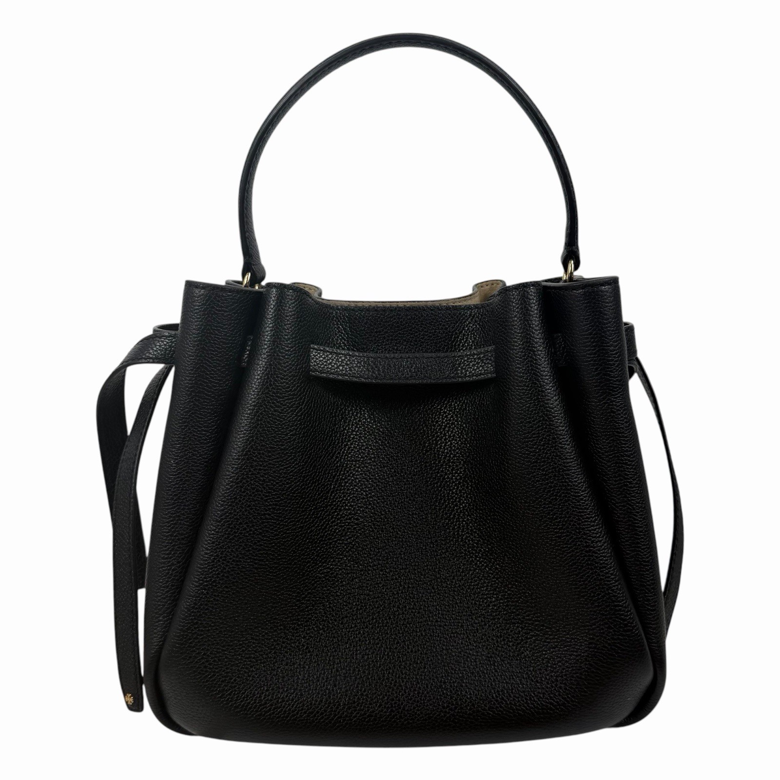 Tory Burch Romy Bucket Bag Black Pebble Leather Women *long strap missing*