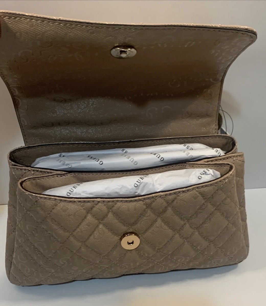 Guess Isemay Quilted Convertible Crossbody Flap Purse in Pale Mocha- NWT – $108