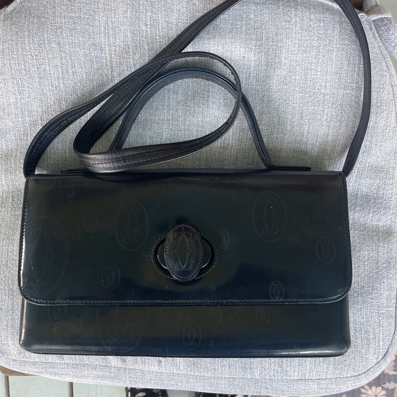 Cartier Black Patent Leather Happy Birthday Handbag