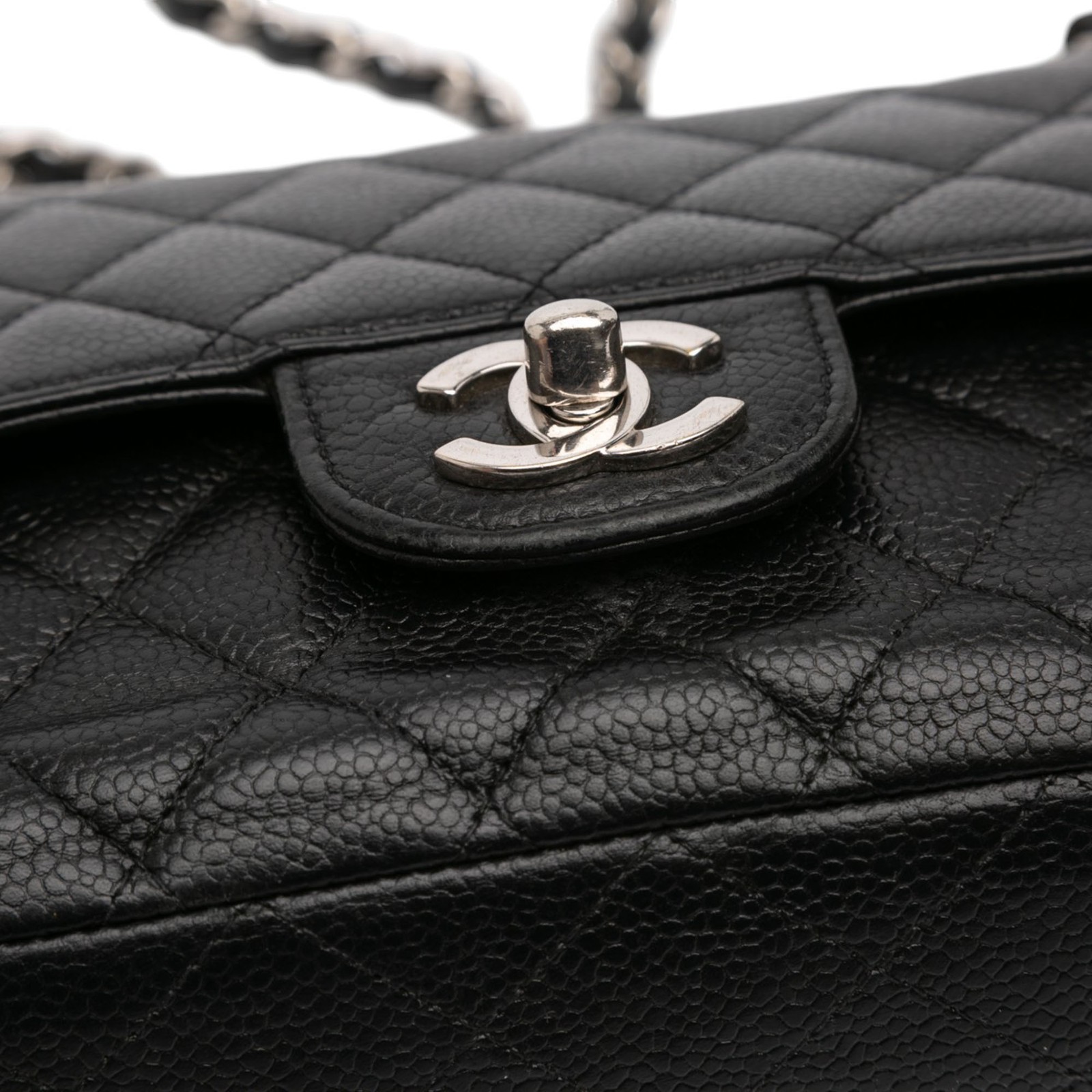 Chanel Medium Classic Caviar Double Flap Pre-Loved Shoulder Bag Black