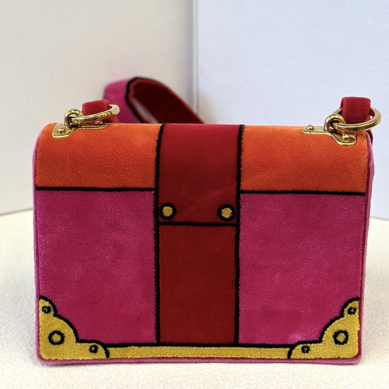 PRADA MILANO Cahier Small CrossbodyBag Printed Velvet Pink GHW Italy